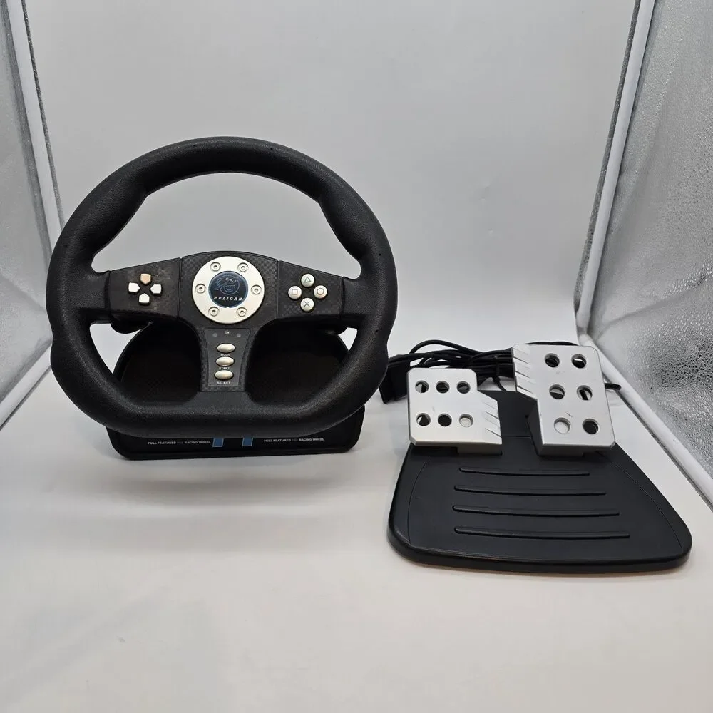 Pelican Playstation 2 PS2 Cobra TT Racing Steering Wheel Controller Pedal